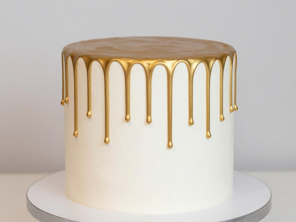birthday cake with elegant gold drip effect