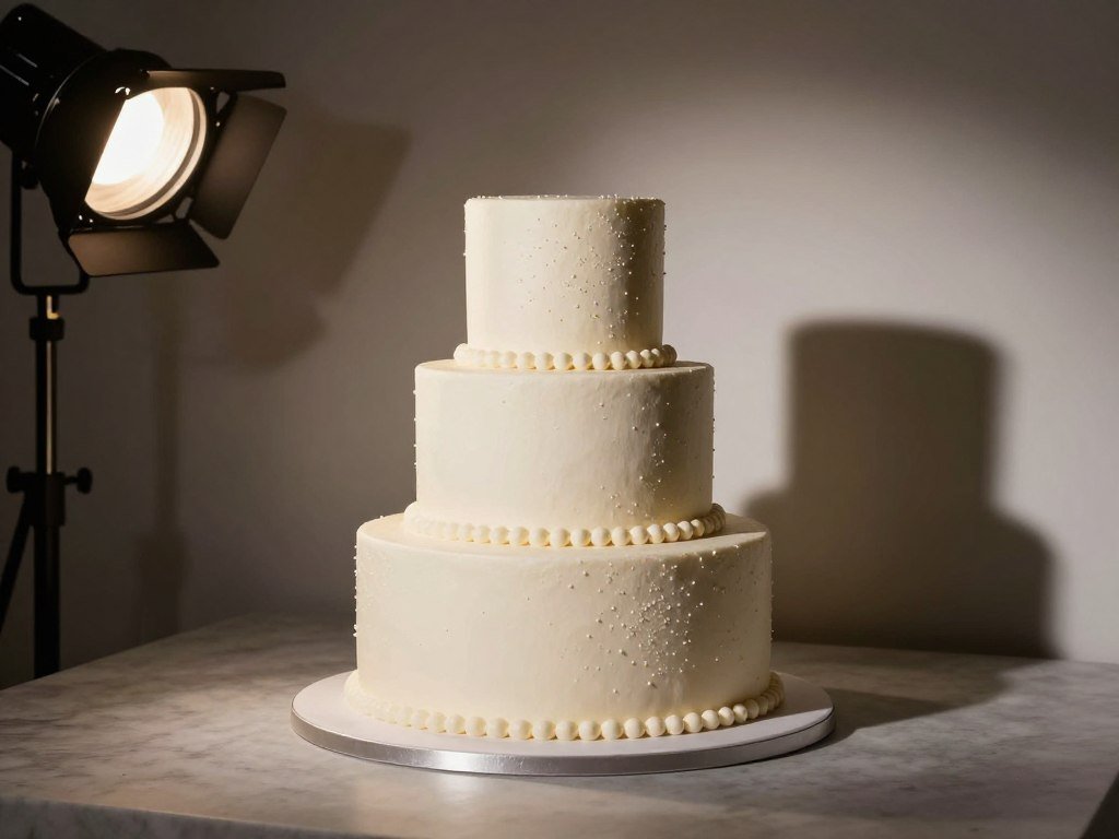 birthday cake with elegant lighting setup