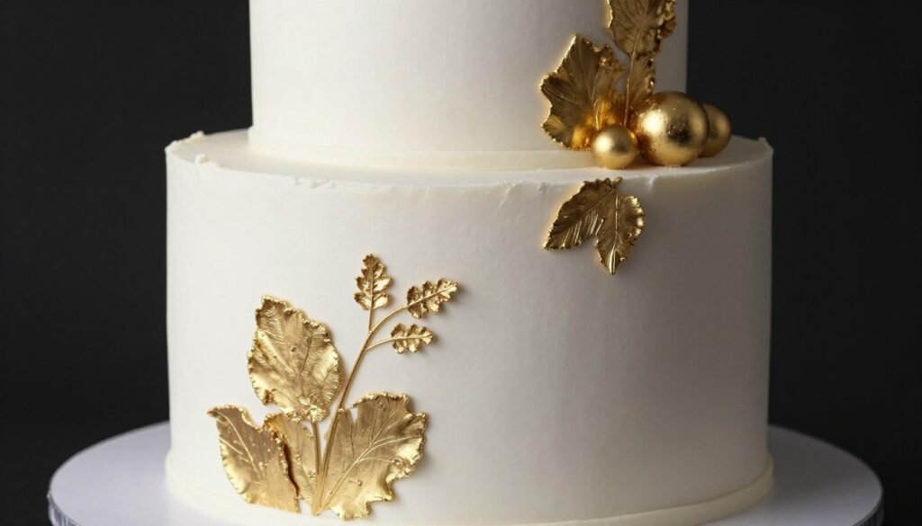 birthday cake with gold metallic accents and elegant design birthday cake with gold metallic accents and elegant design