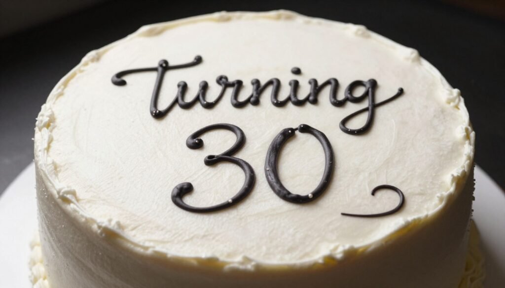 birthday cake with inspirational quote in elegant calligraphy