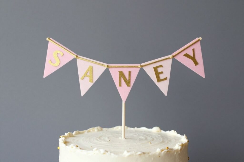 birthday cake with personalized name banner topper birthday cake with personalized name banner topper
