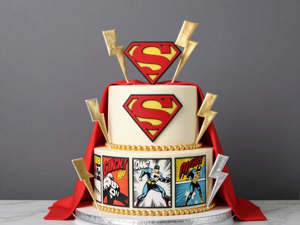 birthday party cake featuring superhero theme for children birthday party cake featuring superhero theme for children