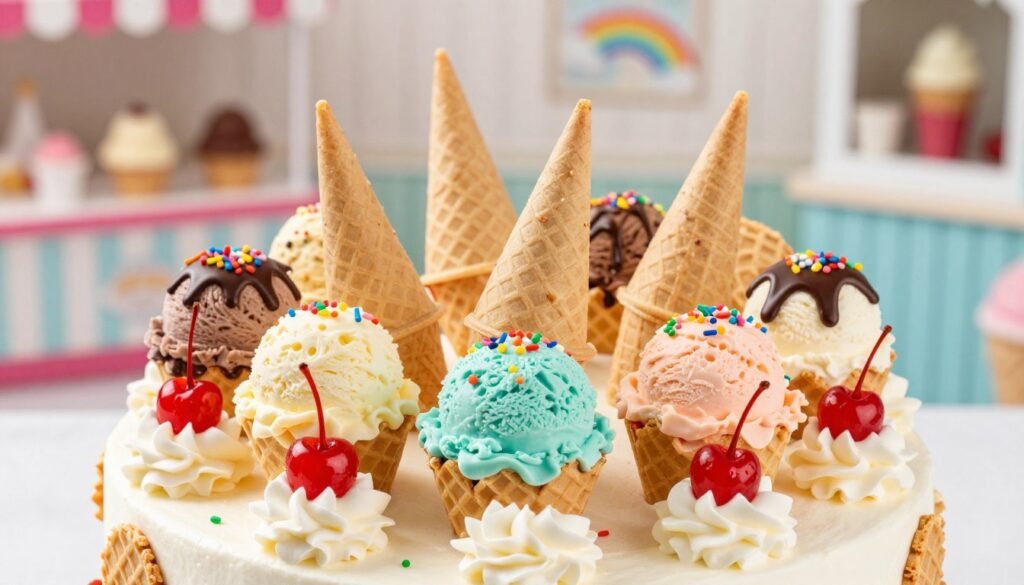 birthday party cake with ice cream cone decorations for kids birthday party cake with ice cream cone decorations for kids