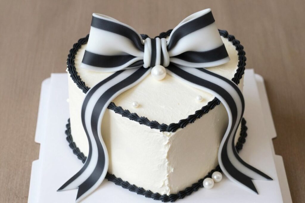 black and white coquette cake
