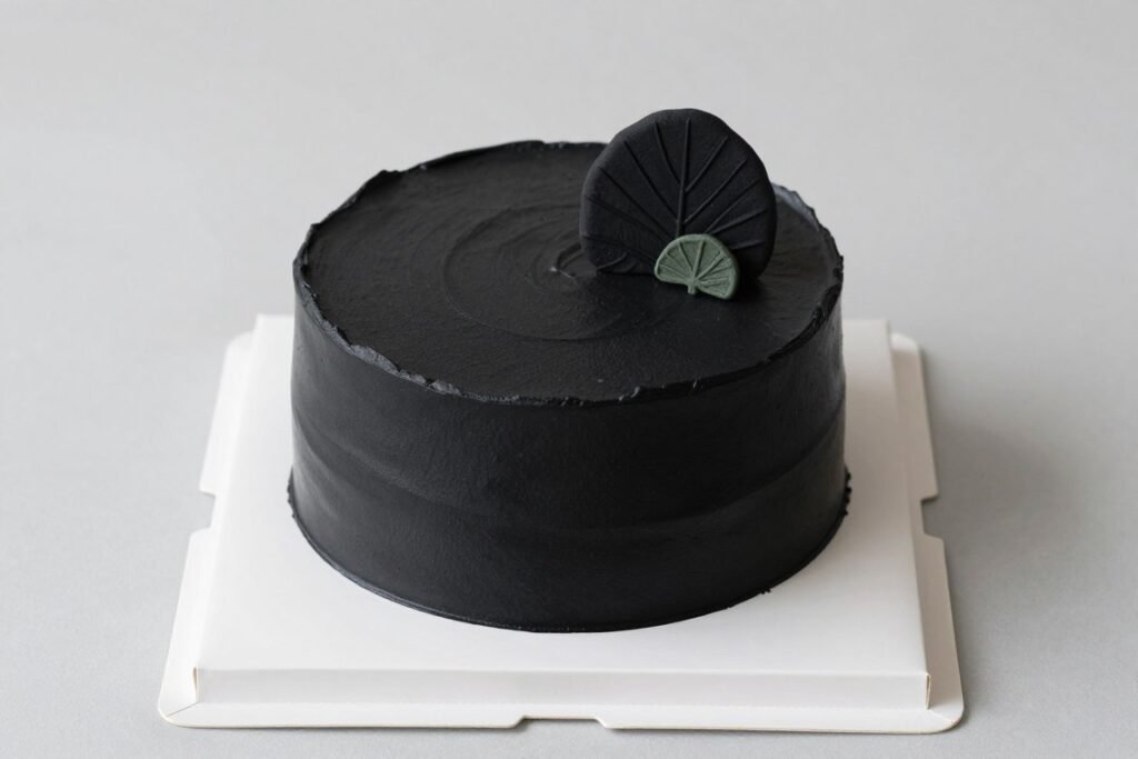 black cake with minimal seasonal decor black cake with minimal seasonal decor