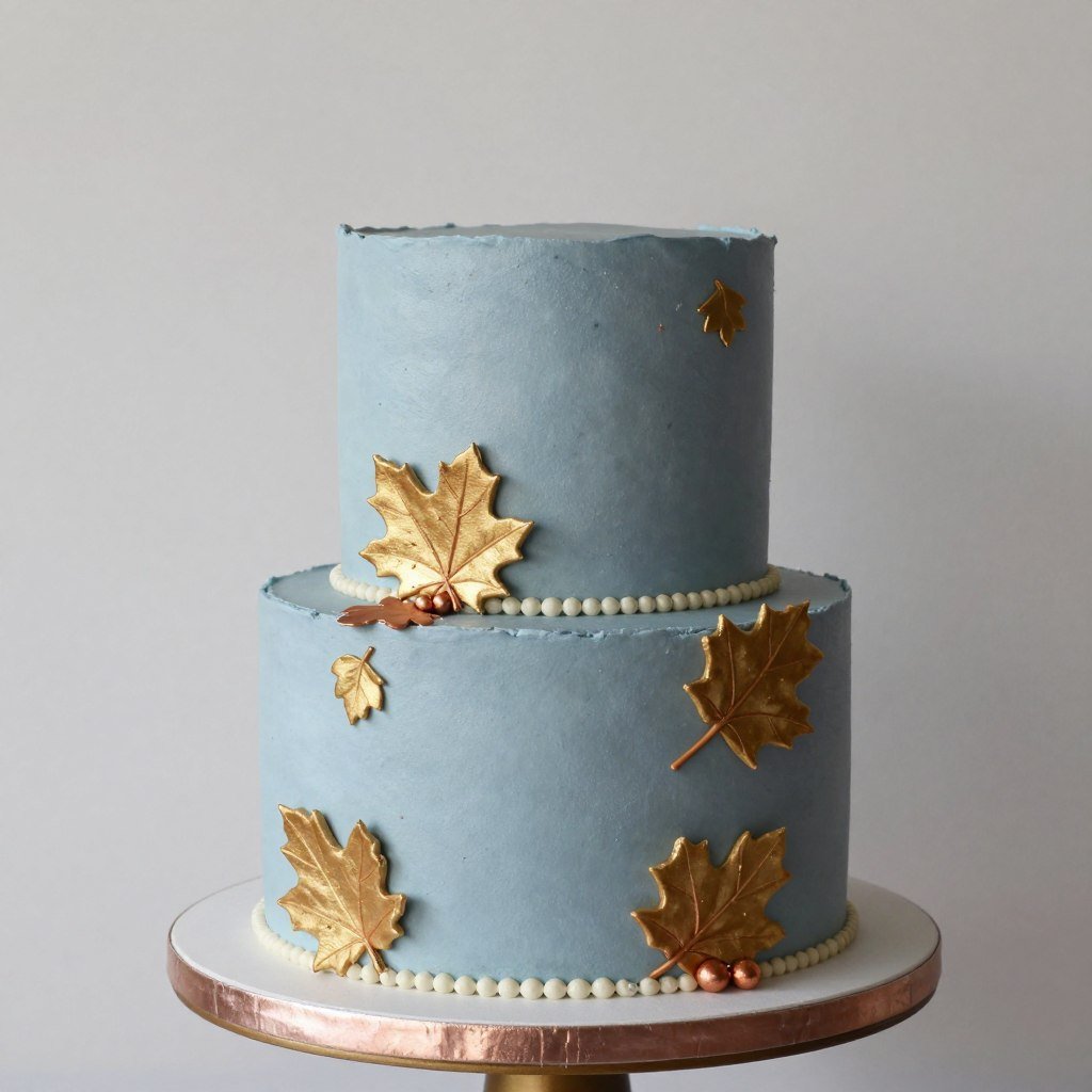 blue and gold fall cake autumn leaves blue and gold fall cake autumn leaves