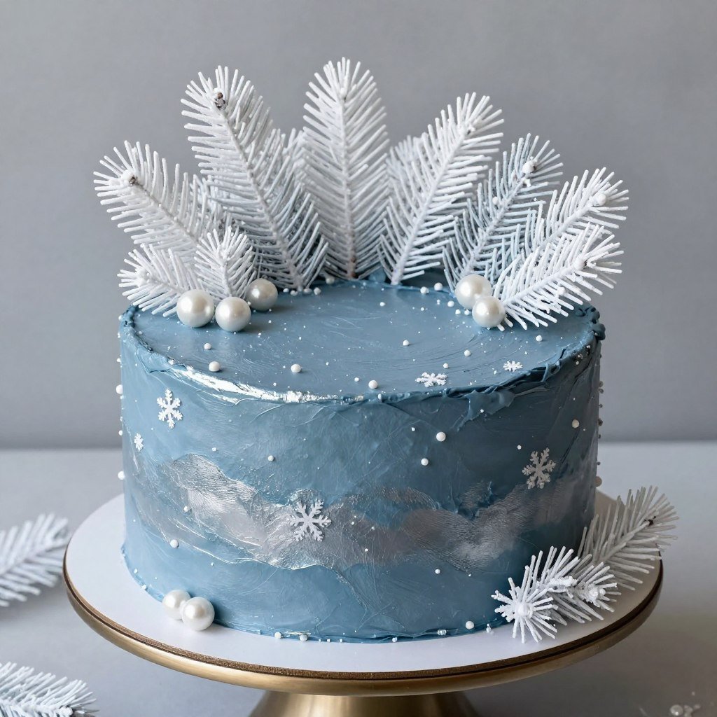 blue and silver winter cake elegant design blue and silver winter cake elegant design