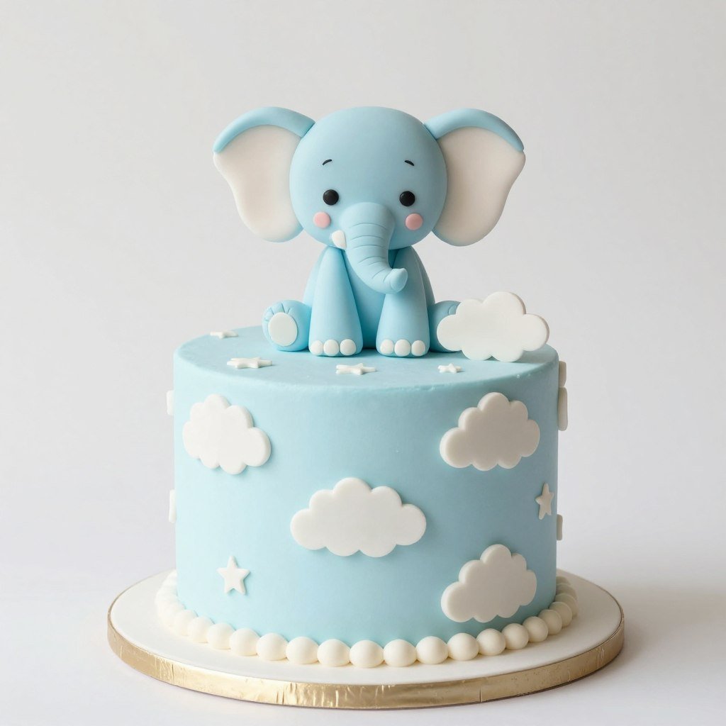 blue baby shower cake with elephant decoration blue baby shower cake with elephant decoration