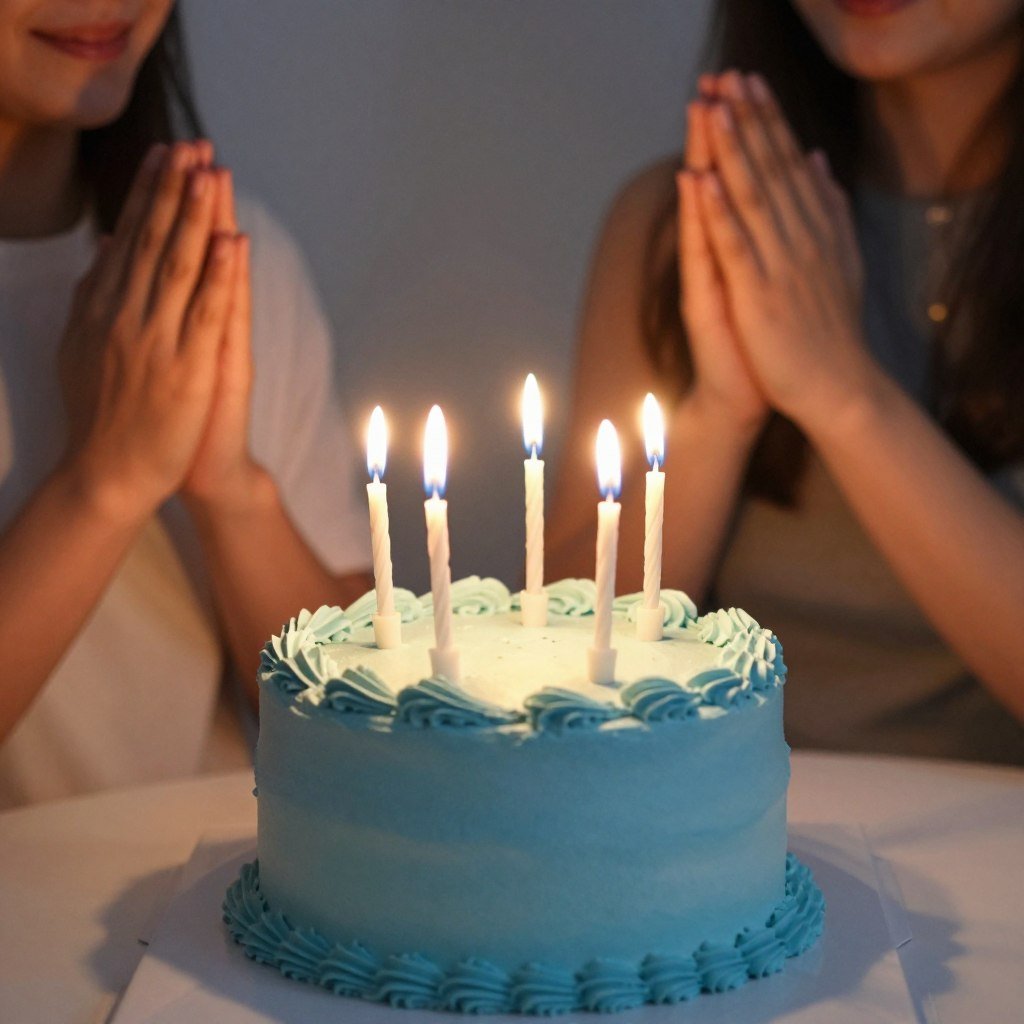 blue birthday cake with candles lit blue birthday cake with candles lit