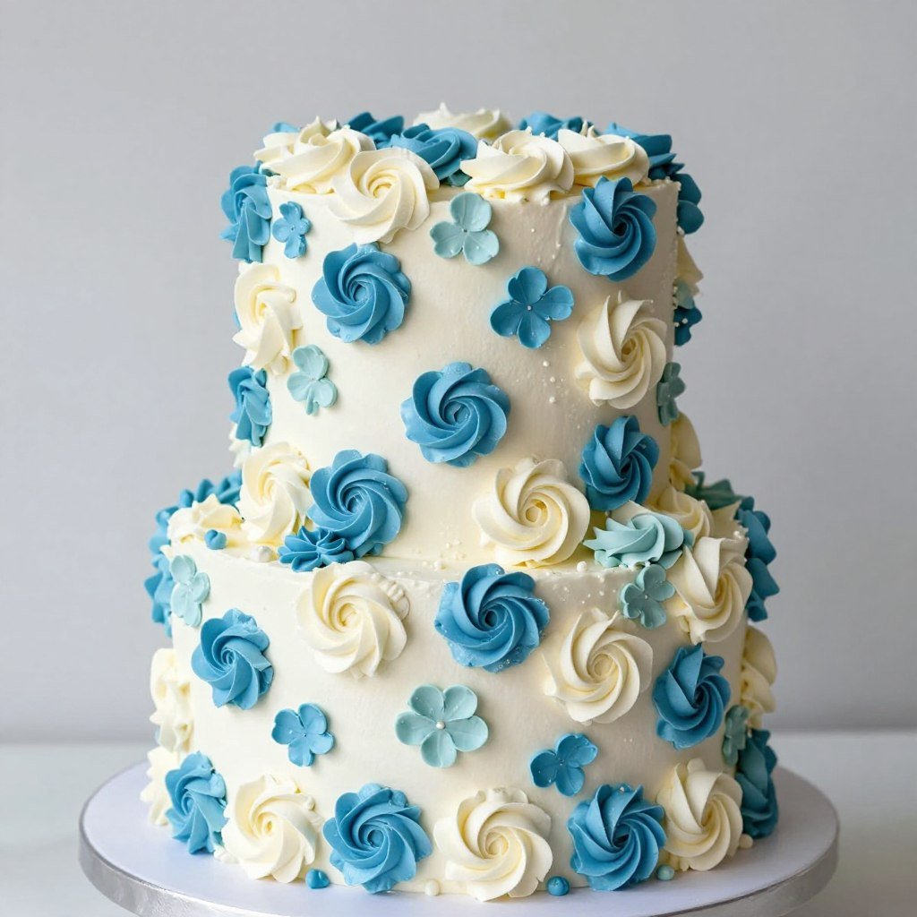 blue buttercream flower cake piped design blue buttercream flower cake piped design