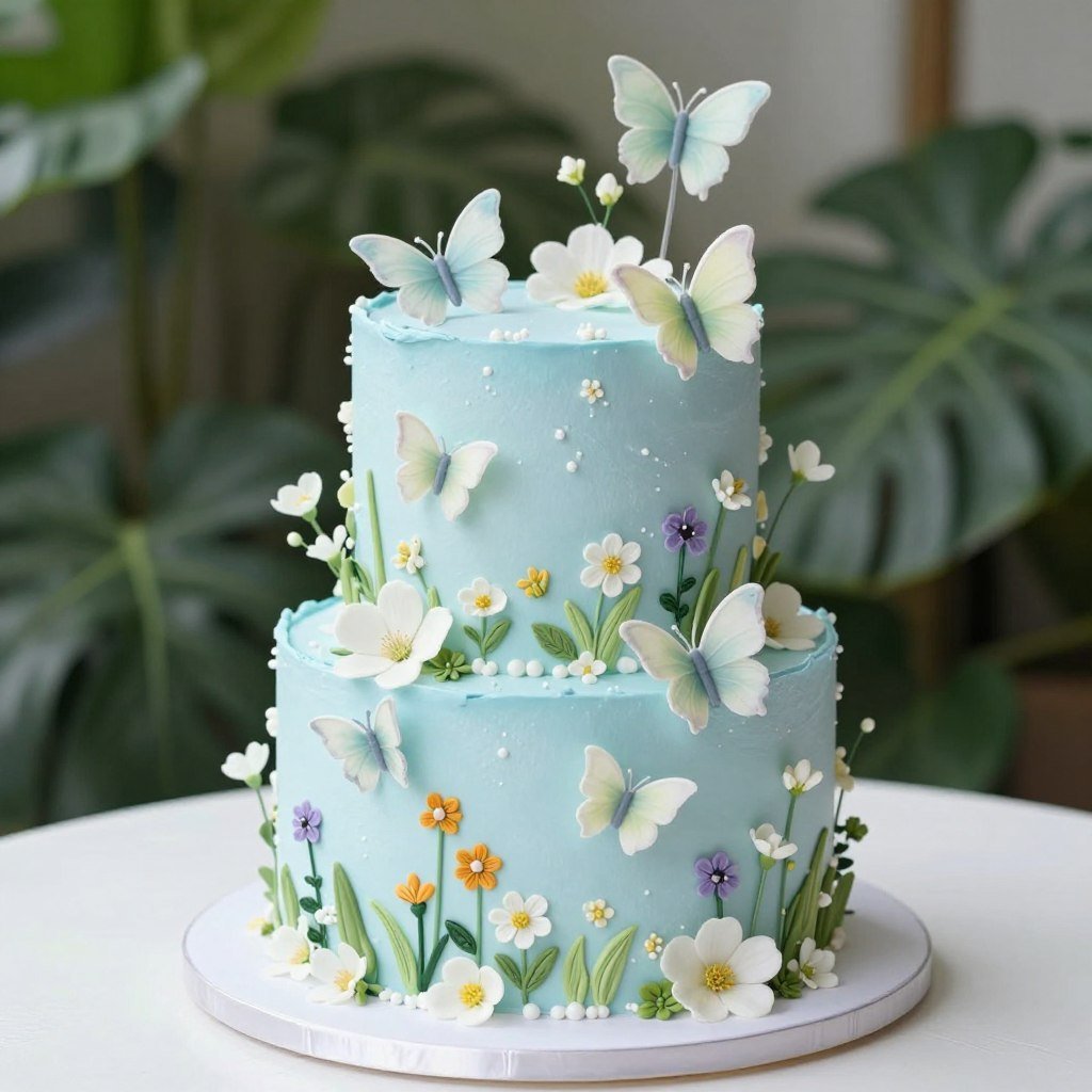 blue butterfly garden cake spring theme blue butterfly garden cake spring theme
