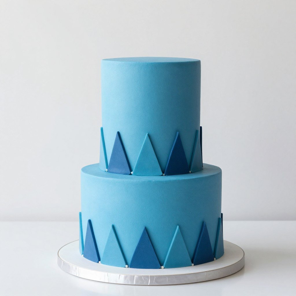 blue cake inspo with triangular patterns blue cake inspo with triangular patterns