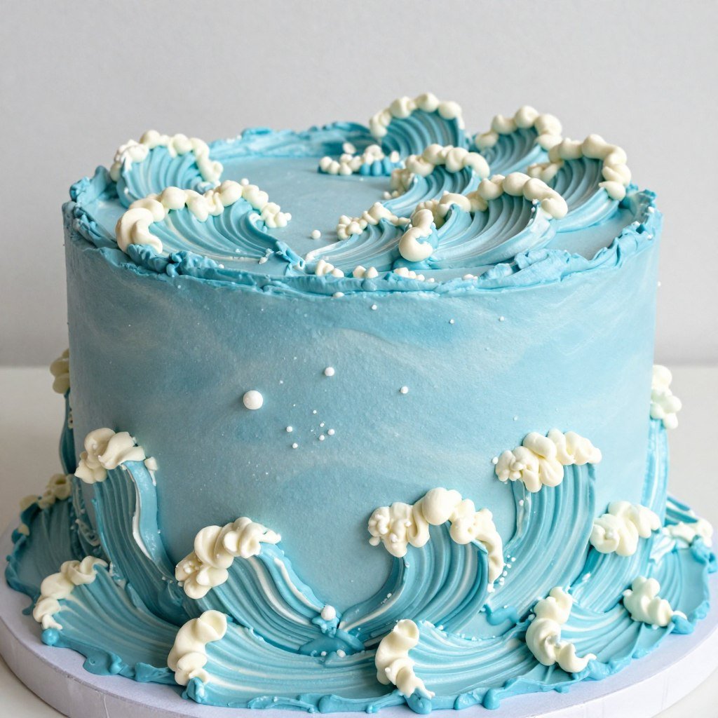 blue cake with wave texture blue cake with wave texture