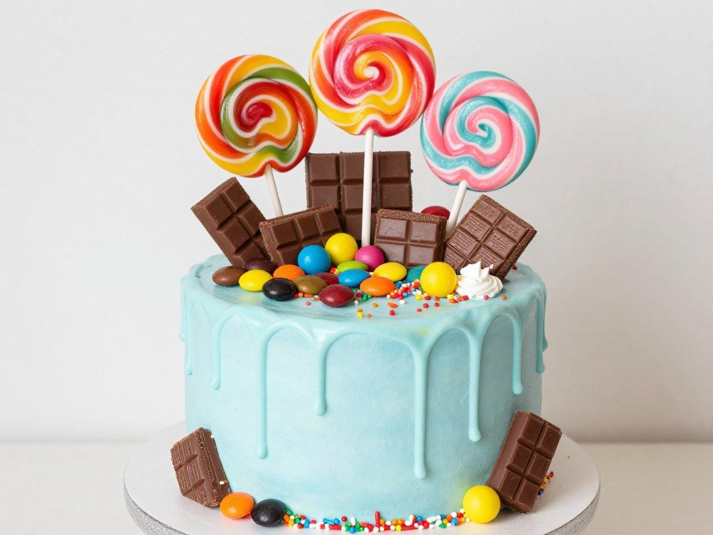 blue drip birthday cake with candy toppings blue drip birthday cake with candy toppings