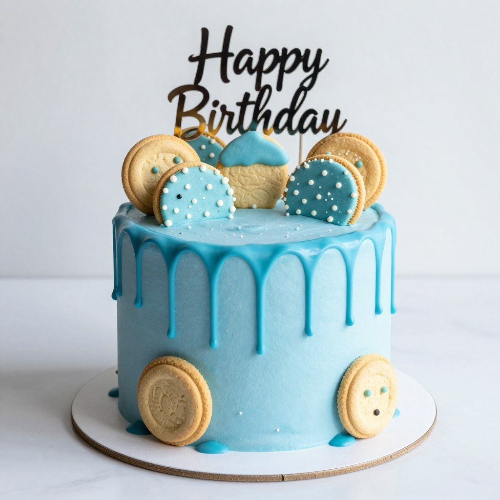 blue drip cake with cookies blue drip cake with cookies