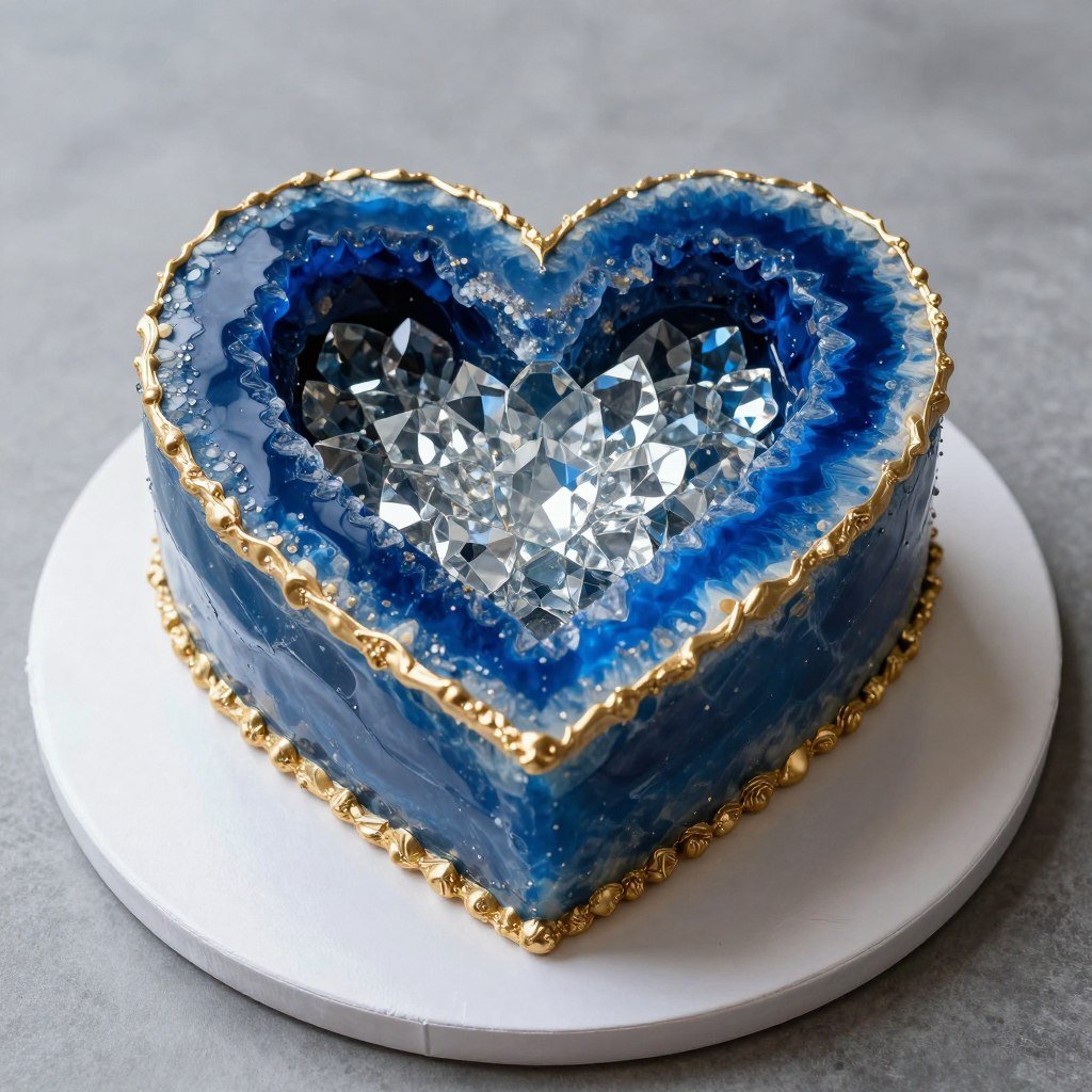 blue geode heart shaped cake blue geode heart shaped cake