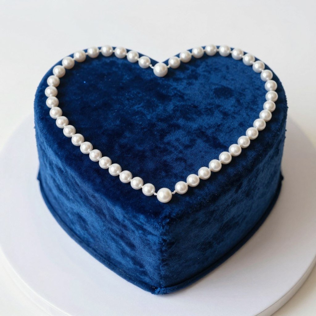 blue heart shaped cake with pearl decorations blue heart shaped cake with pearl decorations