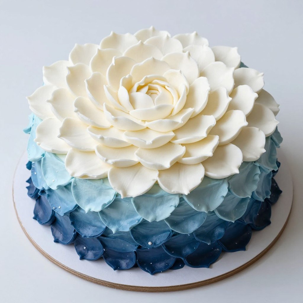 blue ombre petal cake flower design blue ombre petal cake flower design