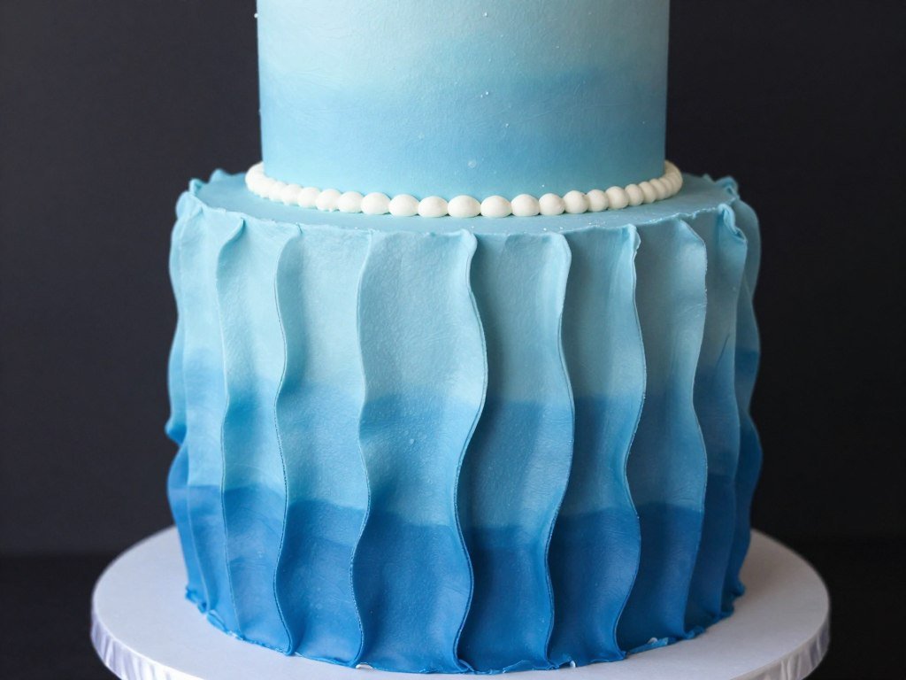 blue ombre ruffled cake vertical design blue ombre ruffled cake vertical design