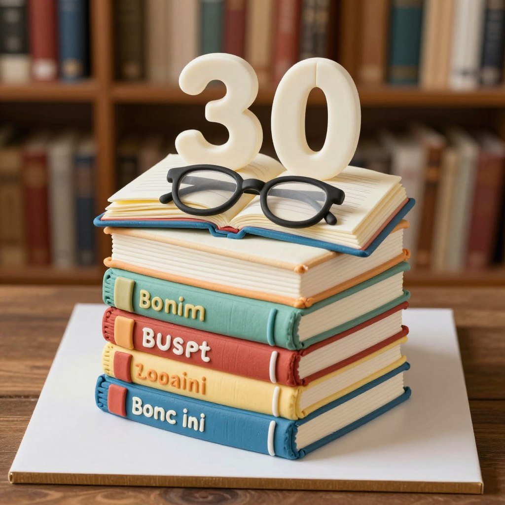 book themed birthday cake for literature lover