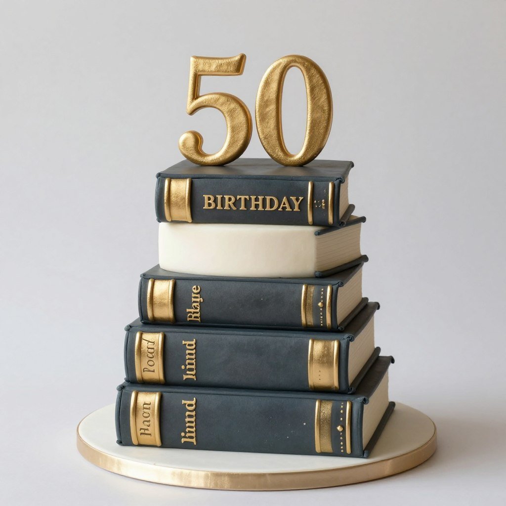 book-themed elegant cake