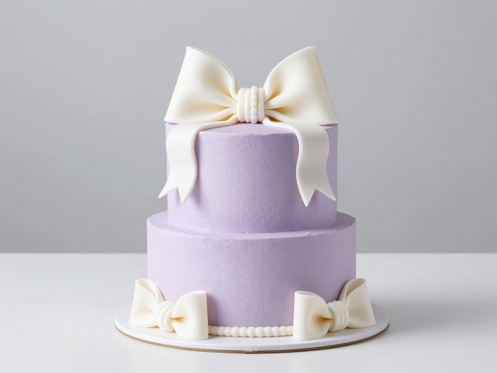 bow cake design with pastel colors