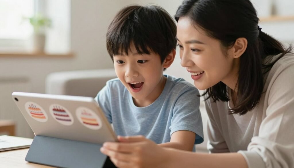 boy choosing his birthday cake design with parent boy choosing his birthday cake design with parent