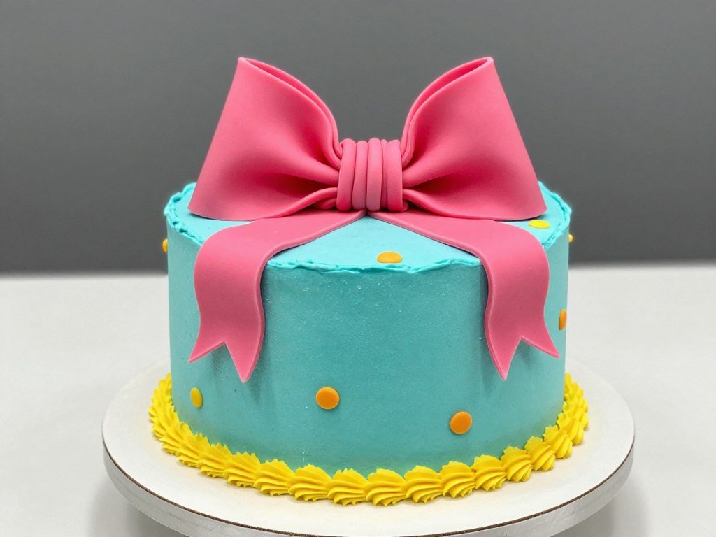 bright colored bow cake for birthday