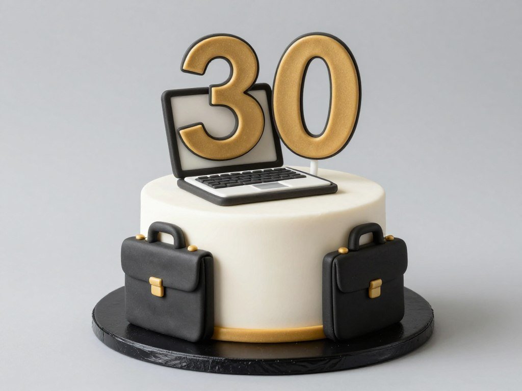 business professional birthday cake with laptop and briefcase design