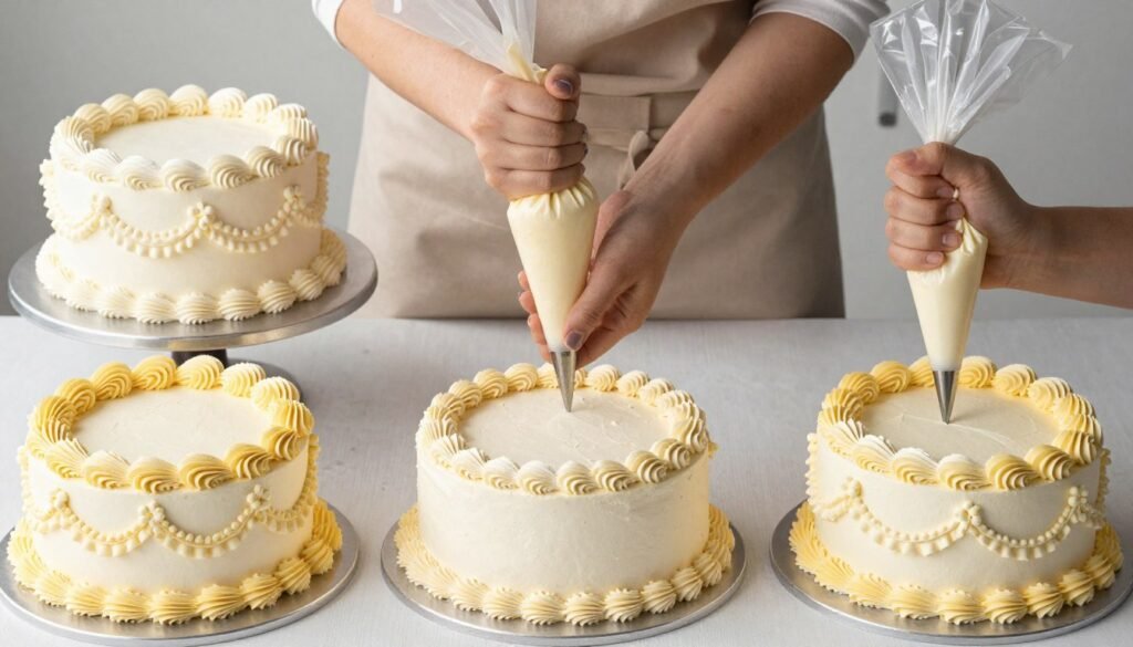 buttercream piping techniques demonstration for vintage cakes