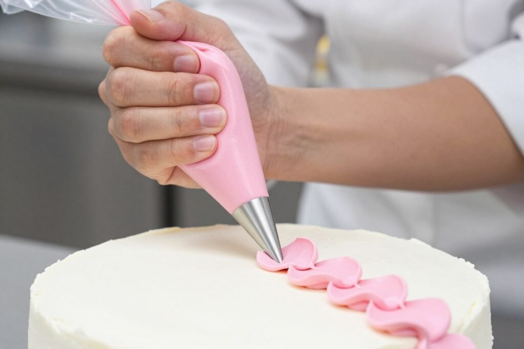 buttercream ribbon piping technique