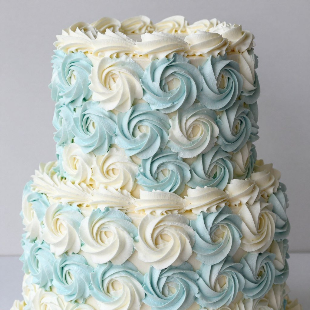 buttercream rosette cake in powder blue shades buttercream rosette cake in powder blue shades