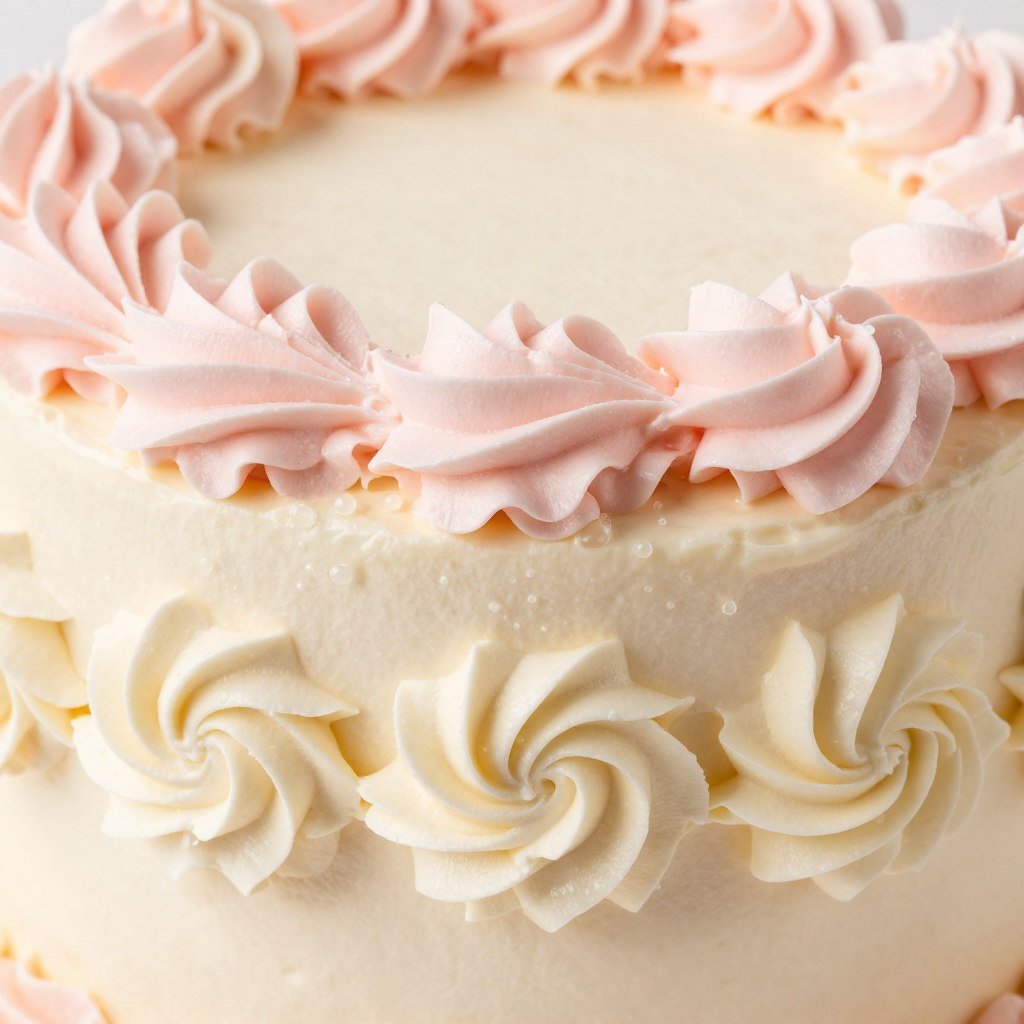 buttercream rosettes on vintage birthday cake