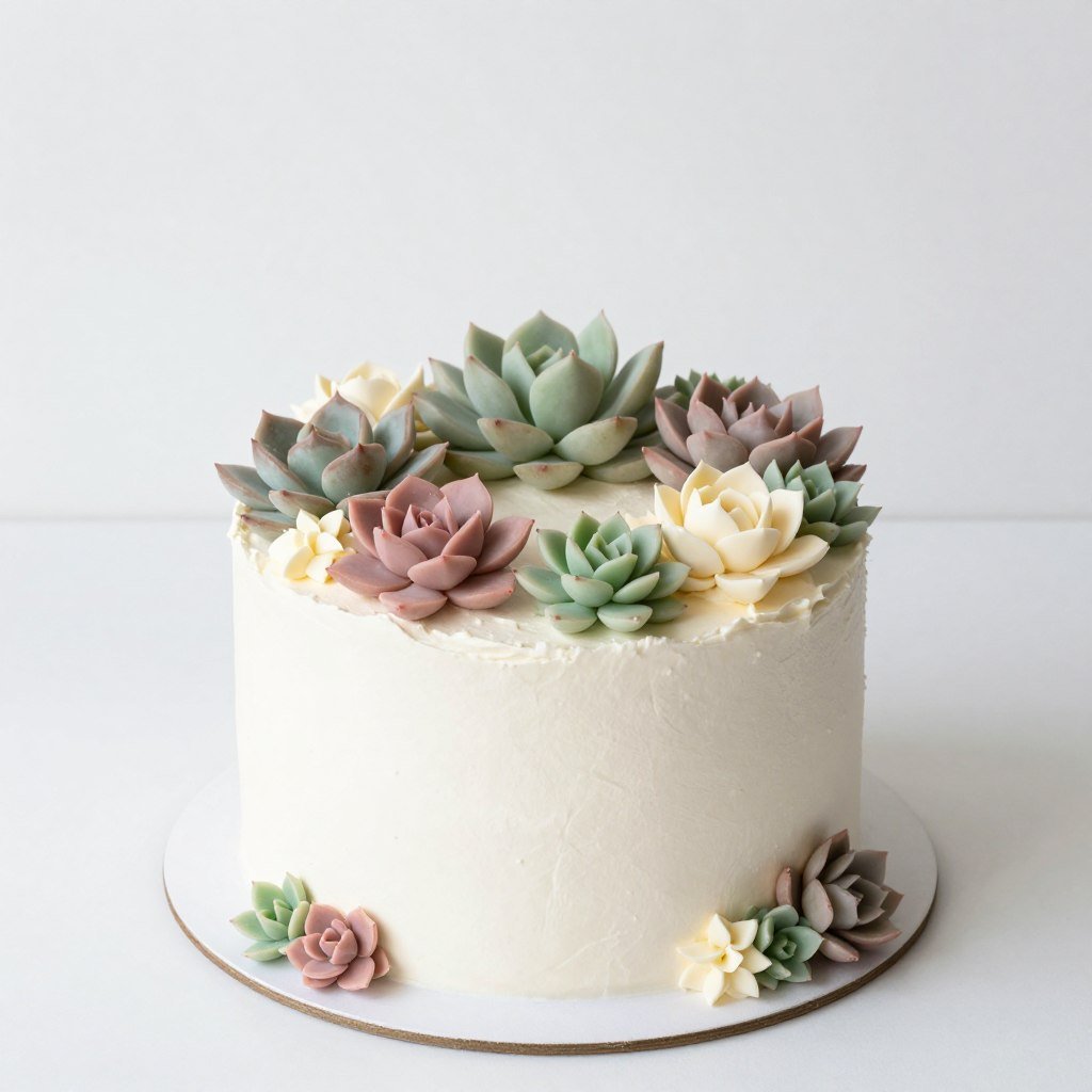 buttercream succulent designs on birthday cake