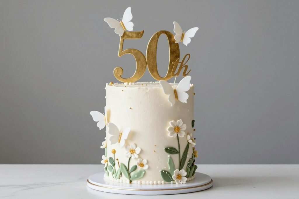 butterfly and flower elegant cake
