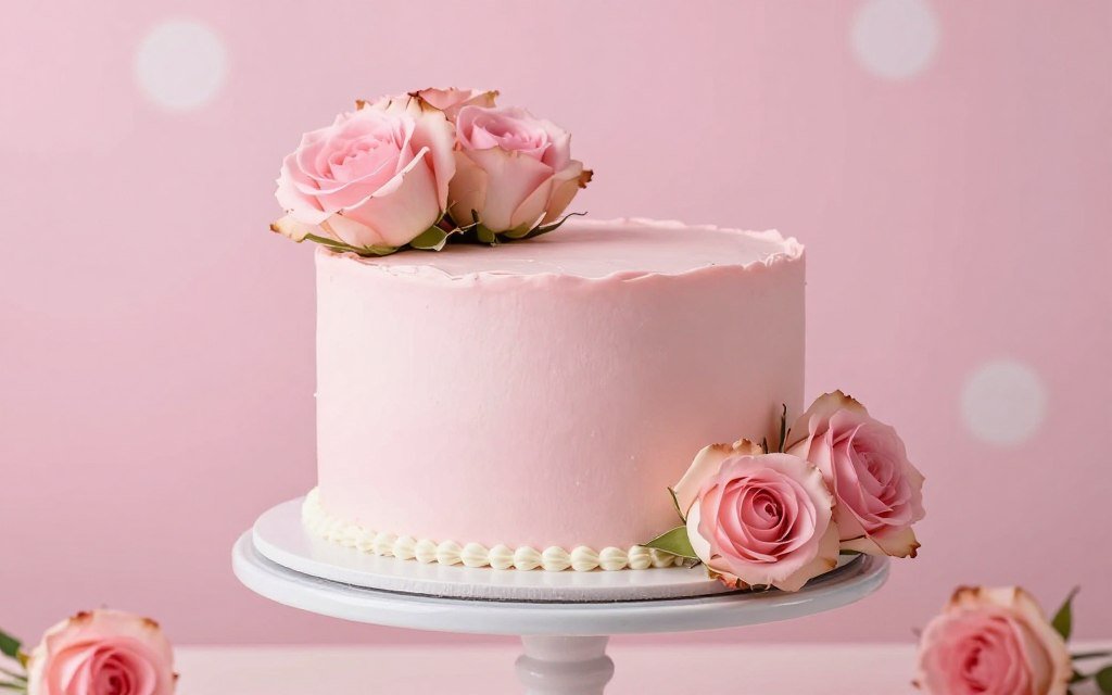cake background pink tones with floral decorations cake background pink tones with floral decorations