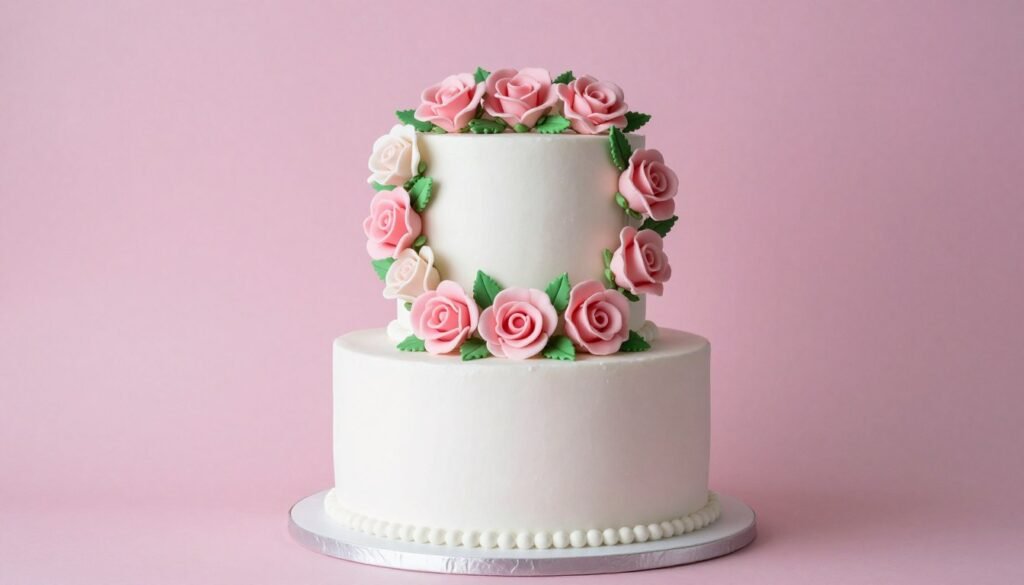 cake background pink with floral wreath design cake background pink with floral wreath design