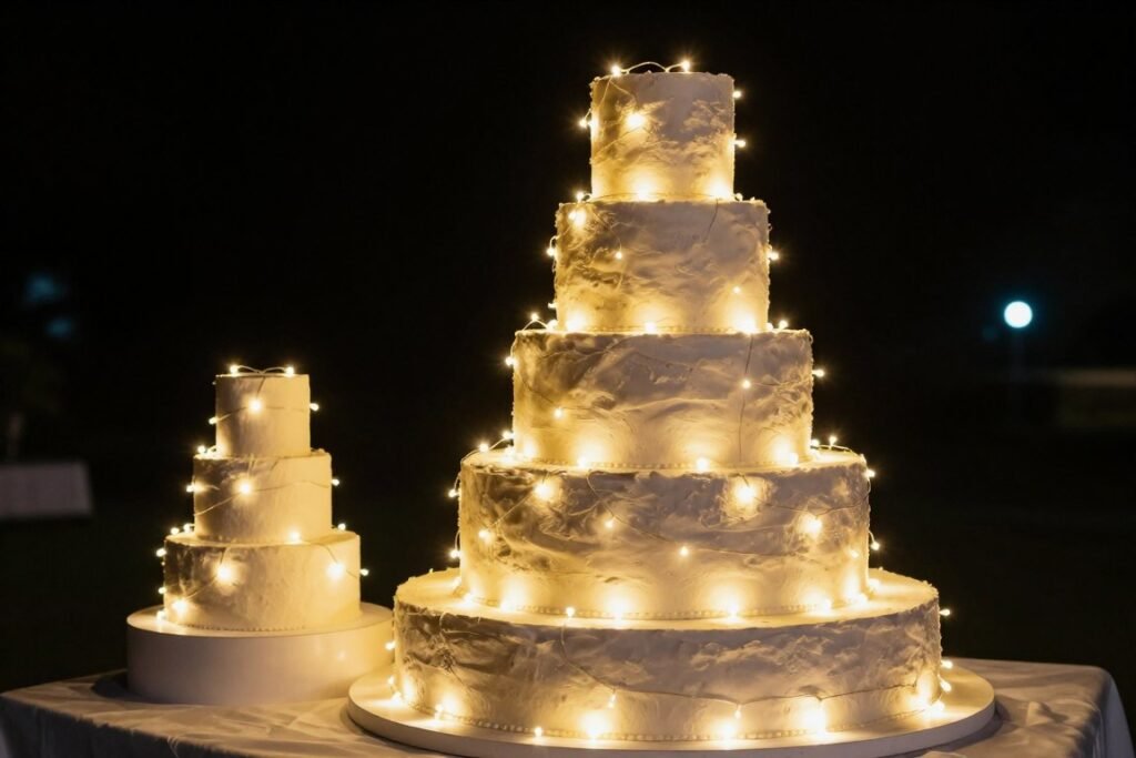 cake background with LED light decorations cake background with LED light decorations