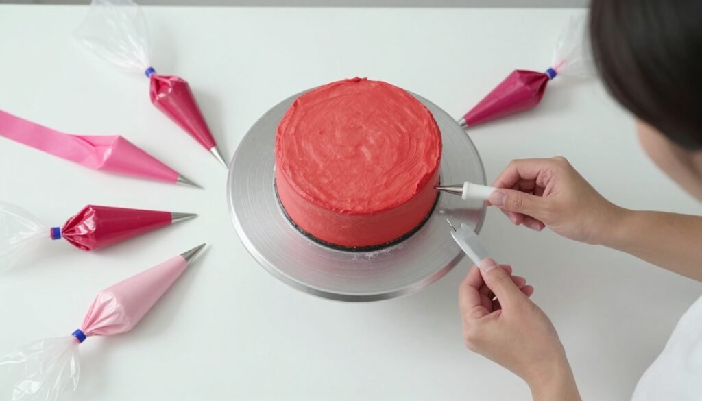 cake decorating process for red coquette design cake decorating process for red coquette design
