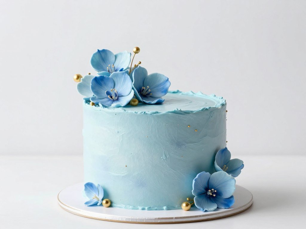 cake designs birthday aesthetic blue with elegant frosting and floral decorations
