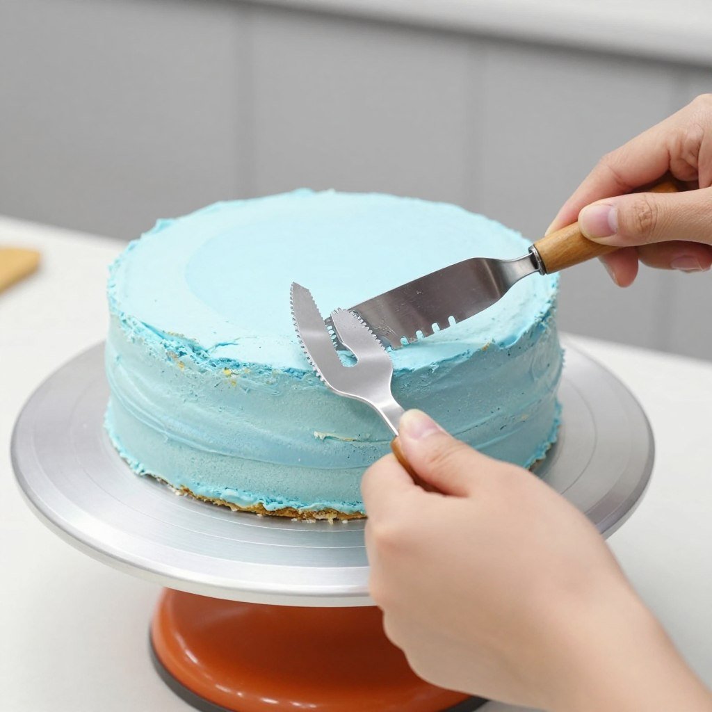 cake leveling technique demonstration blue layers cake leveling technique demonstration blue layers