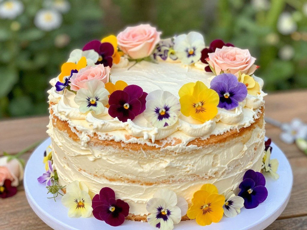 cake with fresh edible flowers for mother cake with fresh edible flowers for mother