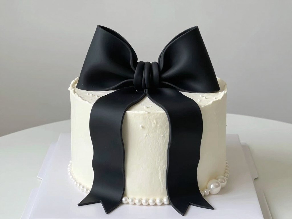 cake with large black bow centerpiece cake with large black bow centerpiece