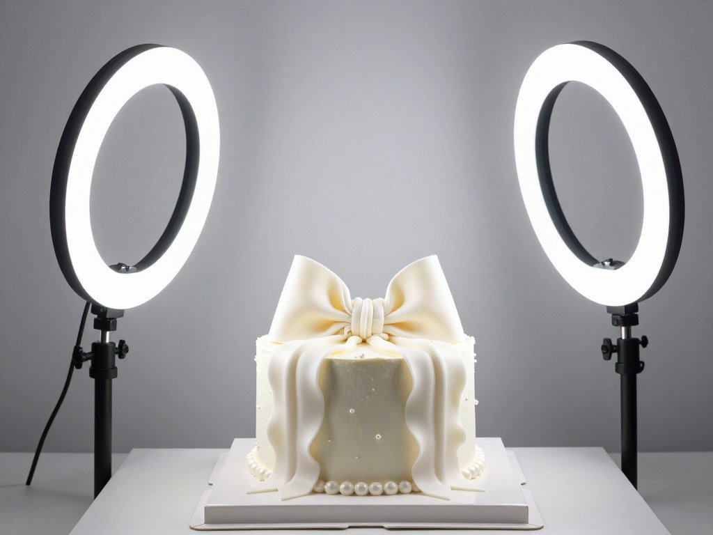 cake with ring light setup