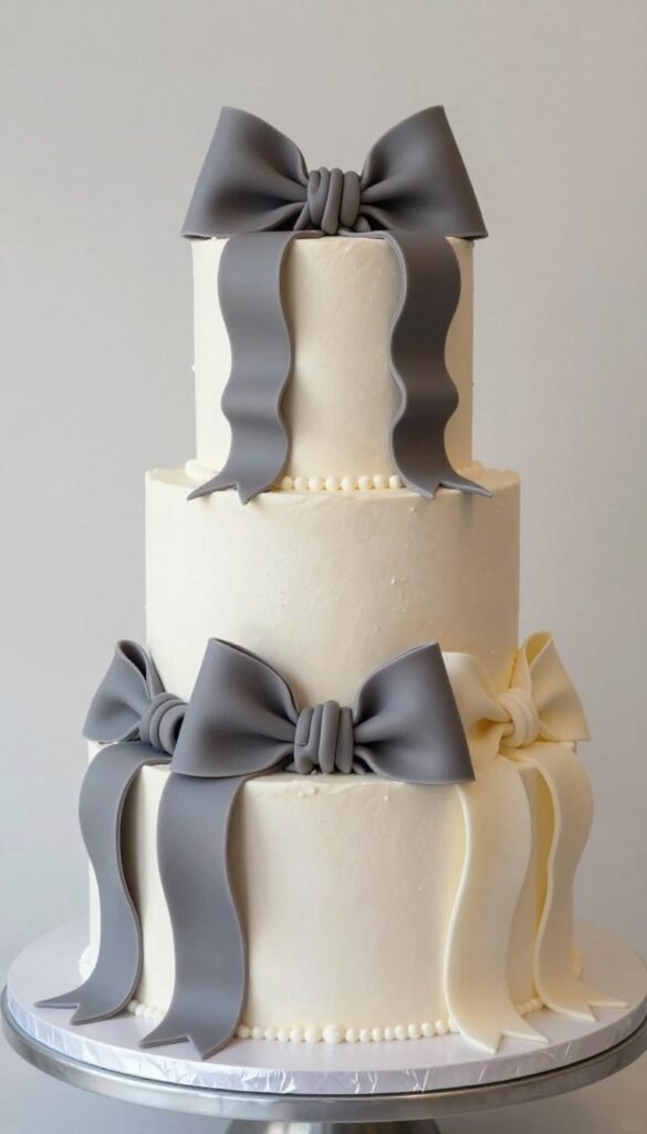 cake with three varied bow sizes