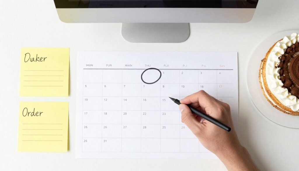 calendar marking cake order deadline
