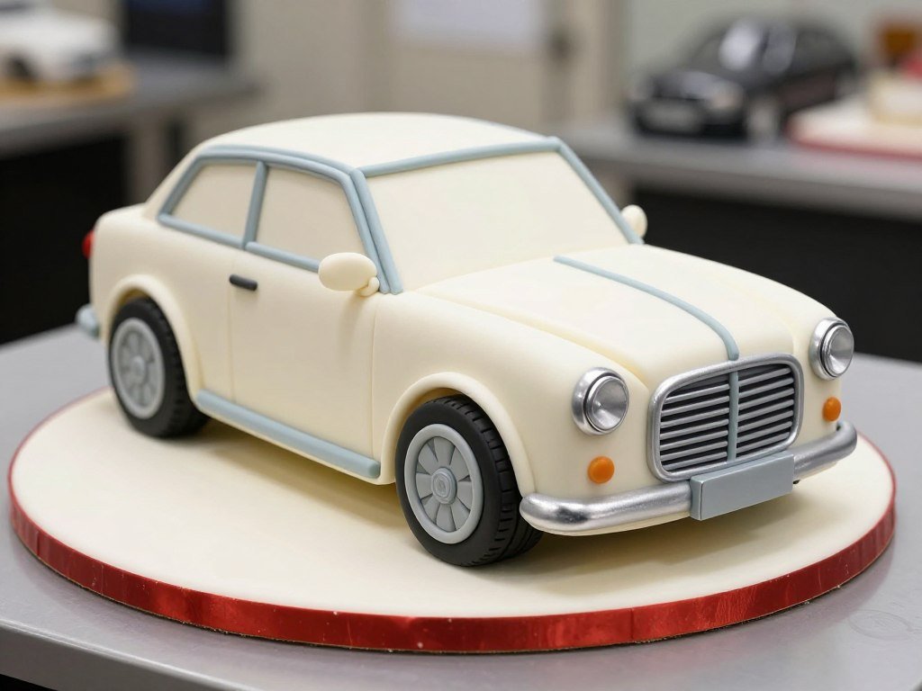 car-themed birthday cake shaped like a vintage automobile car-themed birthday cake shaped like a vintage automobile