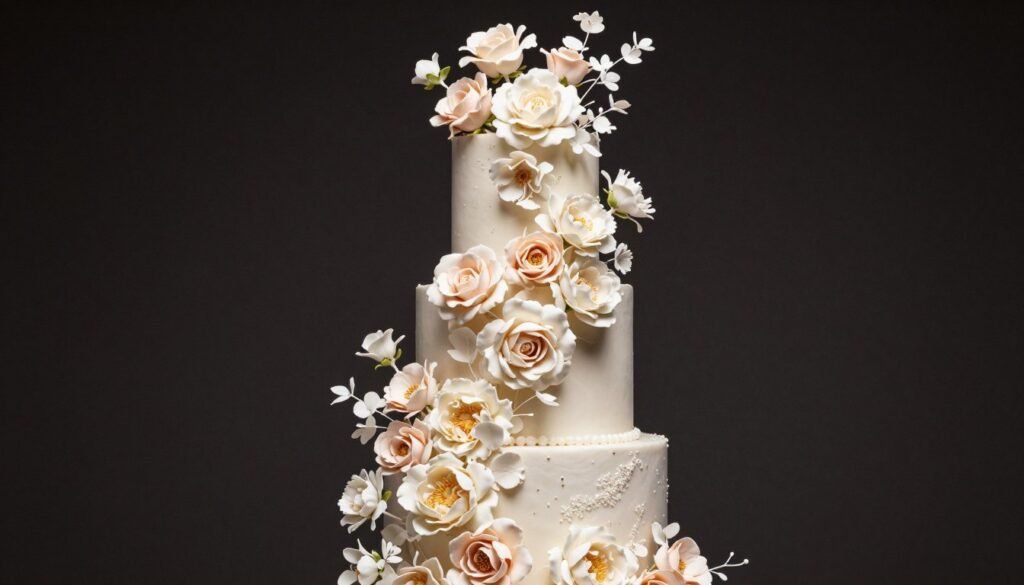 cascading flower arrangement on birthday cake cascading flower arrangement on birthday cake