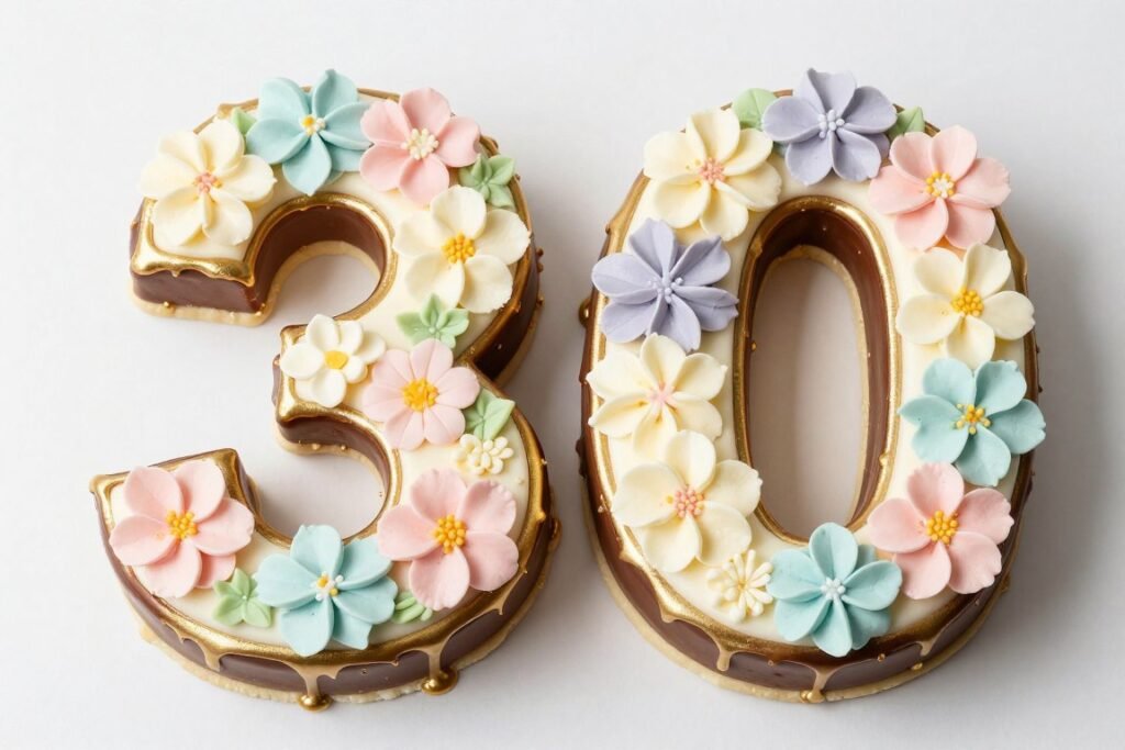 chocolate and vanilla number 30 birthday cake combination