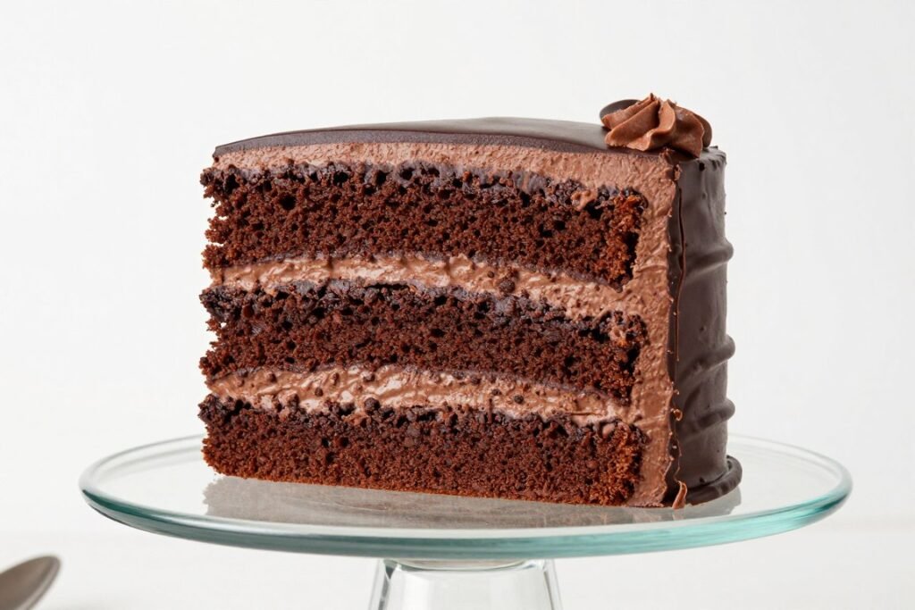 chocolate layer cake with visible layers